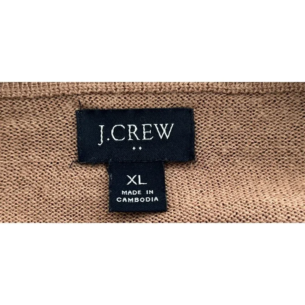 J.CREW Crewneck Pullover Wool Blend Beige Coffee color Sweater Size  XLarge